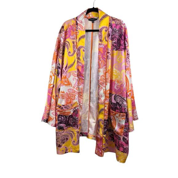 Eloquii New Patchwork Print Kimono Cardigan Robe Size 26/28 Colorful Boho Artsy - Picture 16 of 16